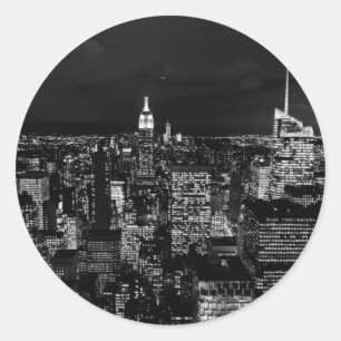 New York City Night Skyline Classic Round Sticker