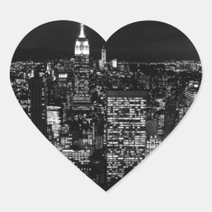 New York City Night Skyline Heart Sticker