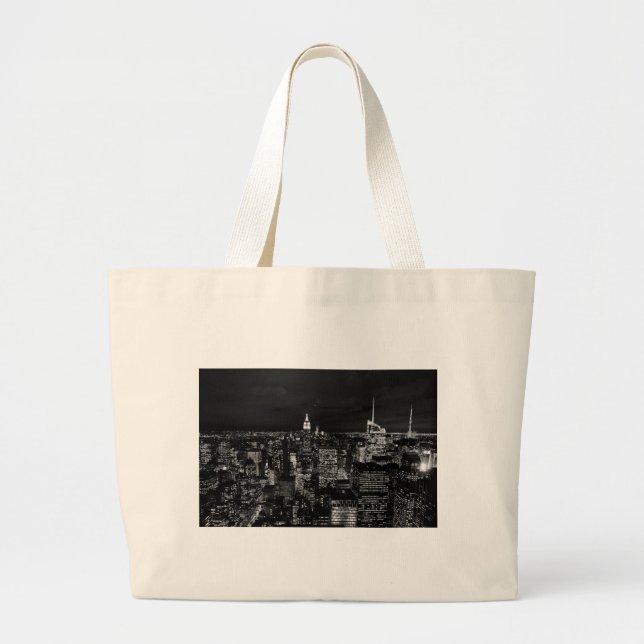 New York City Night Skyline Large Tote Bag (Front)