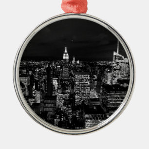 New York City Night Skyline Metal Tree Decoration
