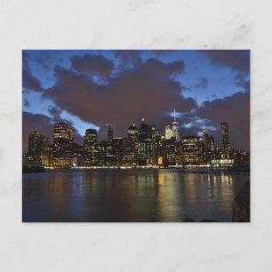 New York City Night Skyline Postcard