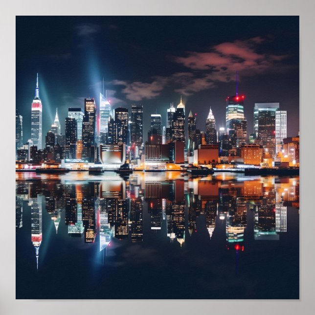 New York City Night Skyline Poster (Front)