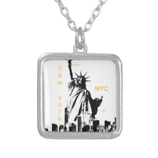 New York City Ny Nyc Statue of Liberty Silver Plated Necklace