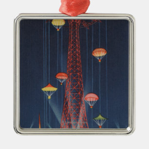 New York City, NY - Parachute Jump at World's Metal Ornament