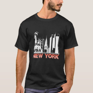 New York City Ny Skyline Statue Of Liberty Buildin T-Shirt