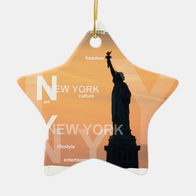 new york city ny statue of liberty usa ceramic ornament (Front)