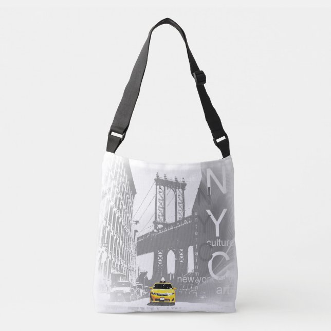 New York City Nyc Brooklyn Bridge Yellow Taxi Crossbody Bag (Front)