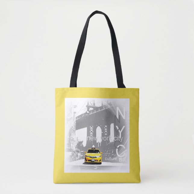 New York City Nyc Brooklyn Yellow Taxi Elegant Tote Bag (Front)