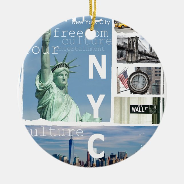 New York City Nyc Ceramic Tree Decoration (Front)