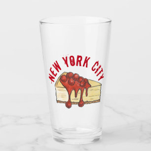 New York City NYC Cherry Cheesecake Slice Glass