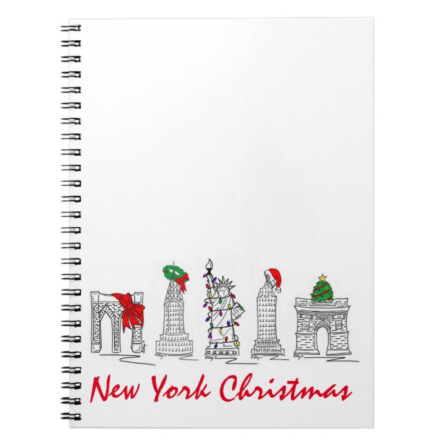 New York City NYC Christmas Landmarks Architecture Notebook (Front)