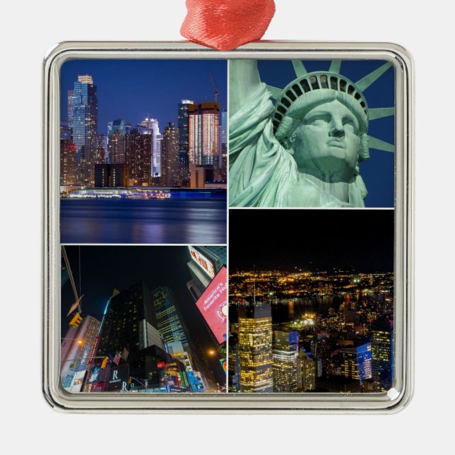 New York City NYC collage photo cityscape Metal Ornament (Front)
