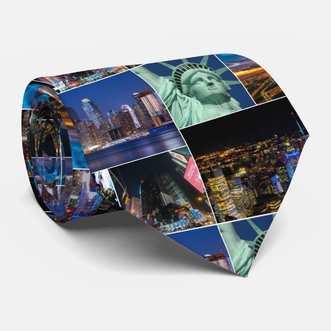 New York City NYC collage photo cityscape Tie (Rolled)