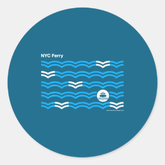 New York City Nyc Ferry Waves Swea _1 Classic Round Sticker