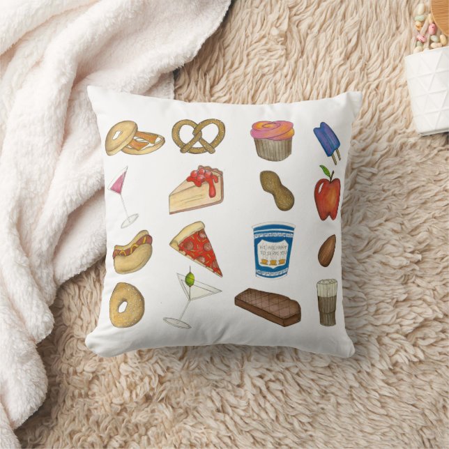 New York City NYC Foods Hot Dog Coffee Pizza Apple Cushion (Blanket)