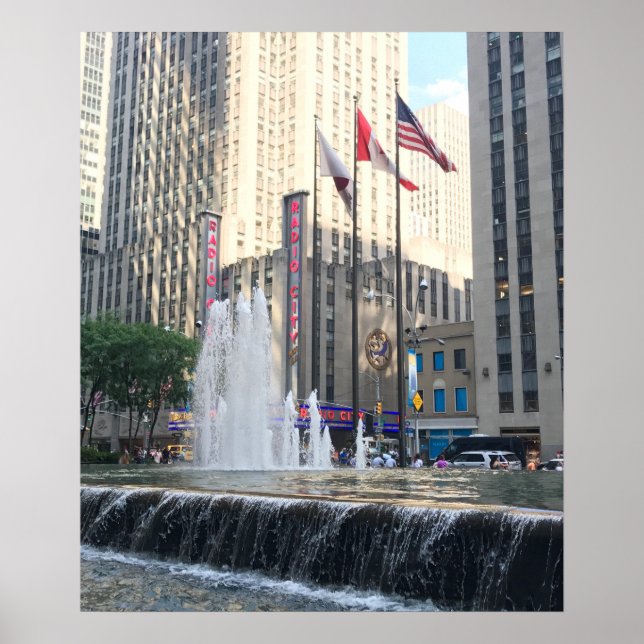 New York City NYC Fountain Sixth Avenue Photograph Poster (Front)