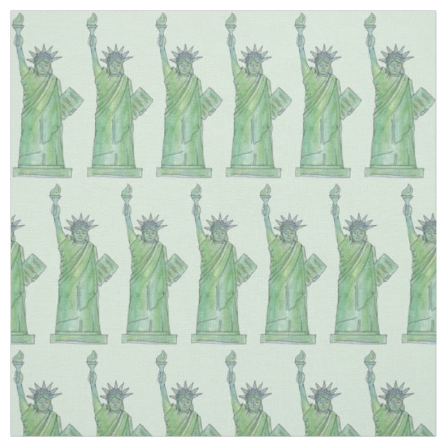 New York City NYC Green Statue Lady Liberty Torch Fabric (Swatch)