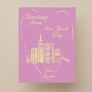 New York City NYC handpainted greeting Postcard