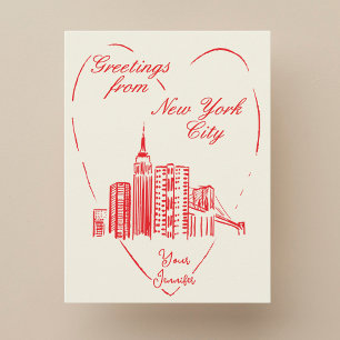 New York City NYC handpainted greeting Postcard