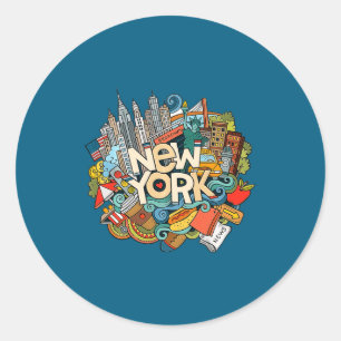 New York City Nyc Iconic Skyline Big Gift So _1  Classic Round Sticker