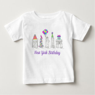 New York City NYC Landmarks Birthday Party Baby T-Shirt