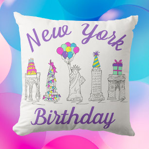 New York City NYC Landmarks Birthday Party Cushion