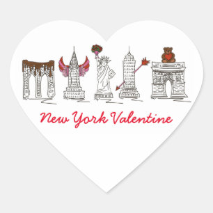New York City NYC Landmarks Heart Valentine Love Sticker