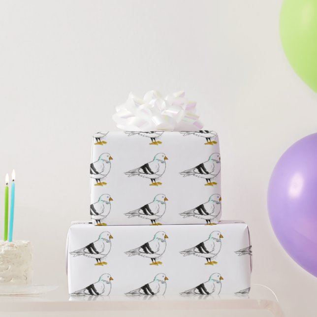 New York City NYC Manhattan Pigeon Bird Seagull Wrapping Paper (Party Gifts)