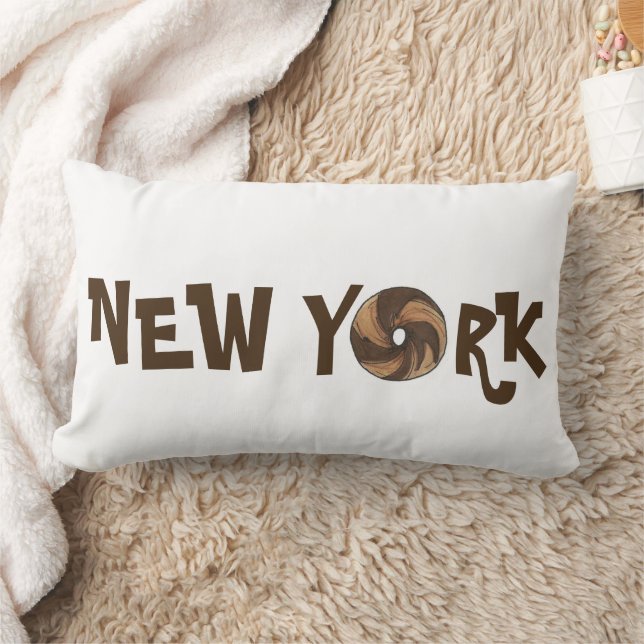New York City NYC Marble Rye Bagel Jewish Deli Lumbar Cushion (Blanket)