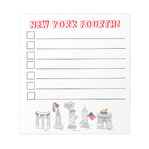 New York City NYC Patriotic July 4th To Do List Notepad
