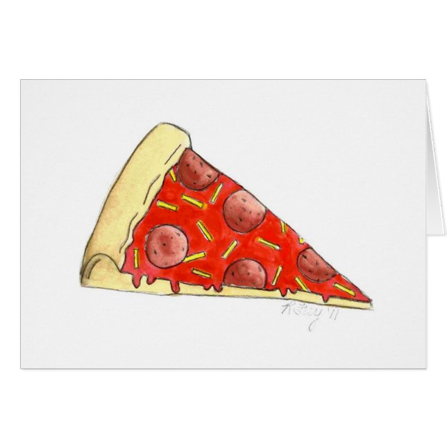 New York City NYC Pepperoni Pizza Slice Card (Front Horizontal)