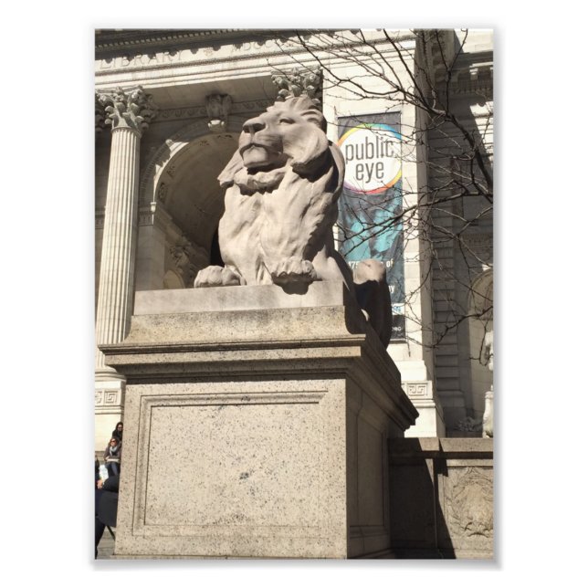 New York City NYC Public Library Lion Statue Photo Print (Front)