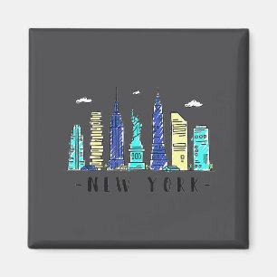 New York City Nyc Skyline Ny Watercolor Souvenir G Magnet