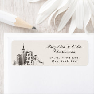 New York City NYC skyline Return Address Label