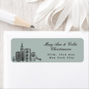 New York City NYC skyline Return Address Label