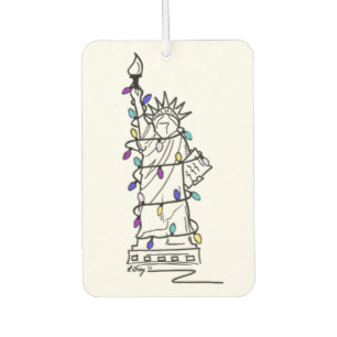 New York City NYC Statue of Liberty Holiday Lights Car Air Freshener