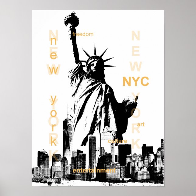 new york city nyc statue of liberty pop art poster (Front)