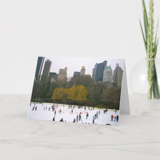 New York City NYC Wollman Ice Rink Christmas Photo Holiday Card (Front)