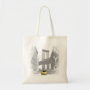New York City Nyc Yellow Taxi Brooklyn Bridge Tote Bag