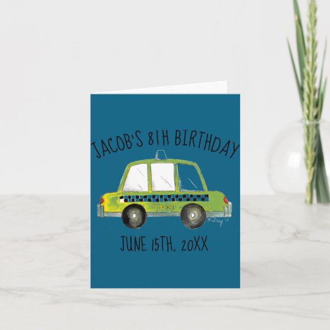 New York City Nyc Yellow Taxi Cab Birthday Party  Card (Front)