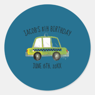 New York City Nyc Yellow Taxi Cab Birthday Party  Classic Round Sticker
