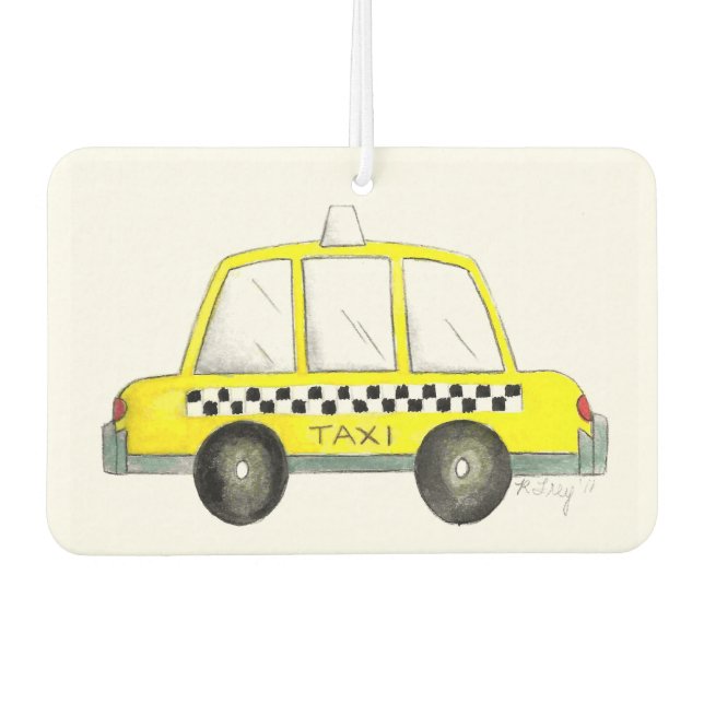 New York City NYC Yellow Taxi Chequered Cab Car Air Freshener (Front)