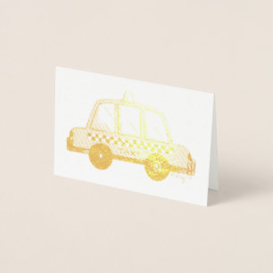 New York City NYC Yellow Taxi Chequered Cab Car Foil Card