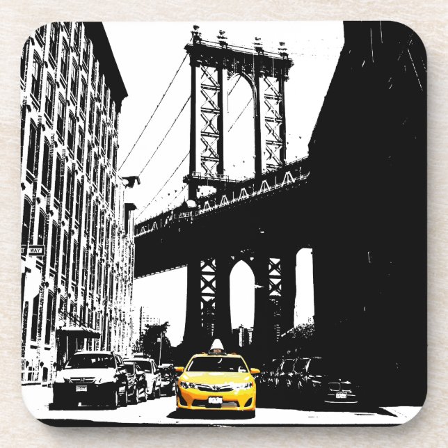 New York City Nyc Yellow Taxi Pop Art Coaster (Front)