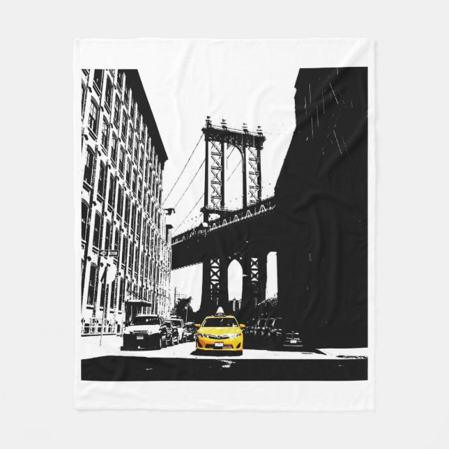 New York City Nyc Yellow Taxi Pop Art Fleece Blanket (Front)