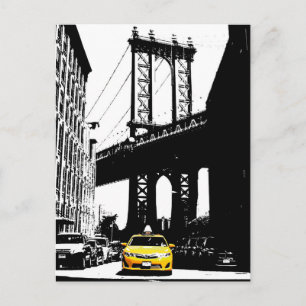 New York City Nyc Yellow Taxi Pop Art Postcard