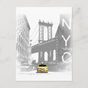 New York City Nyc Yellow Taxi Pop Art Postcard