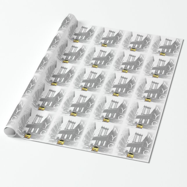 New York City Nyc Yellow Taxi Pop Art Wrapping Paper (Unrolled)
