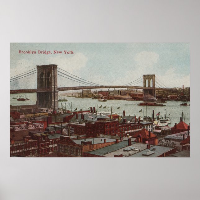 New York City, NYView of the Brooklyn Bridge Poster (Front)