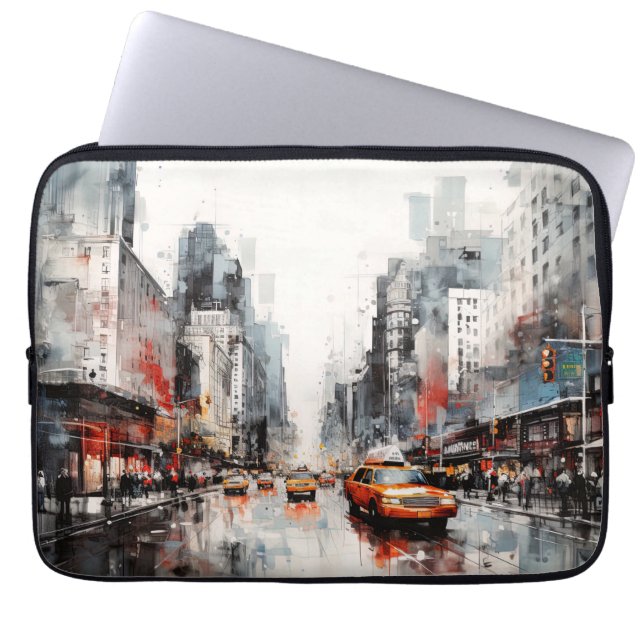 New York City, painted landscape. Laptop Sleeve (Front)